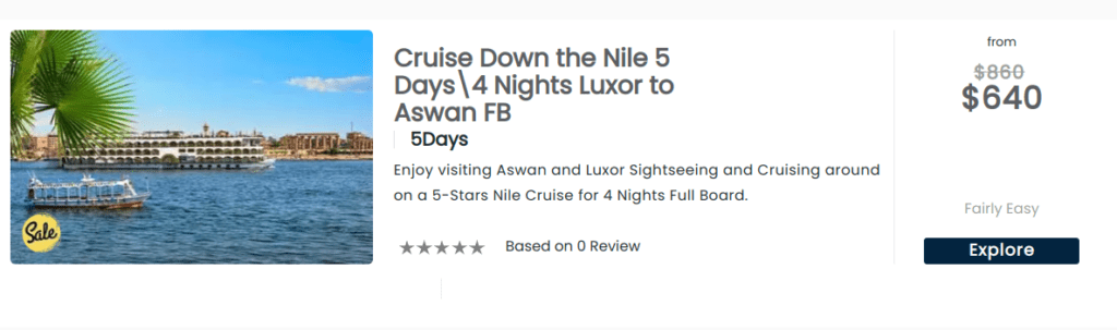 Cruise Down the Nile 5 Days\4 Nights Luxor to Aswan